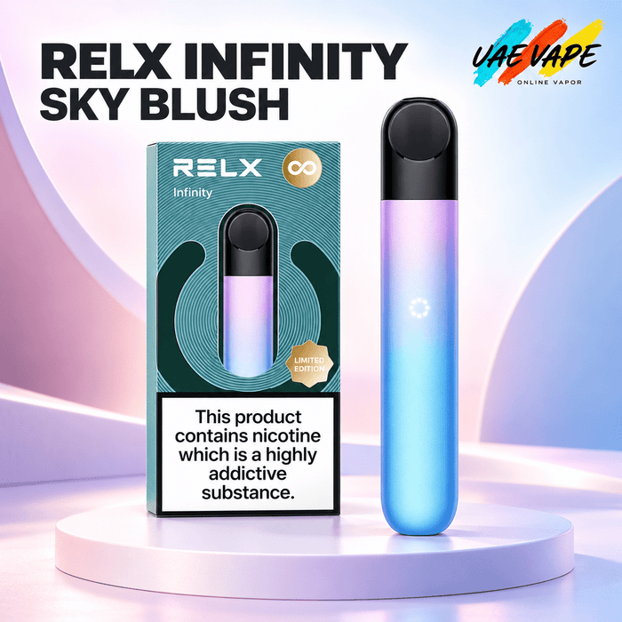 RELX Infinity Sky Blush rechargeable pod device available in Dubai UAE