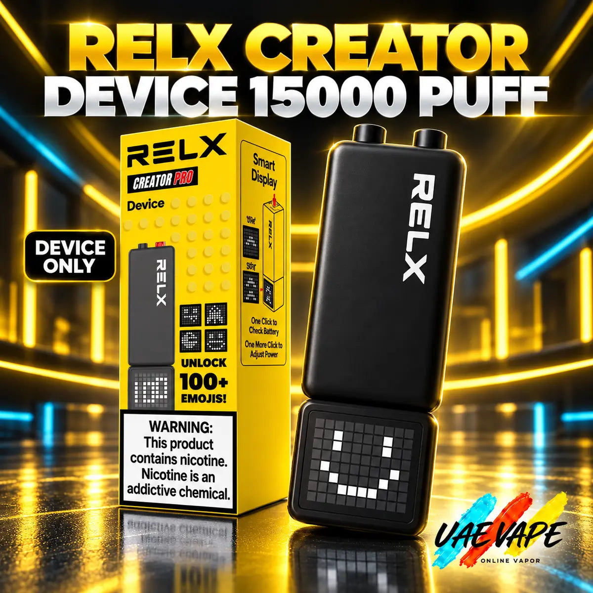 RELX Creator Device 15000 Puff with smart display and adjustable airflow in Dubai UAE