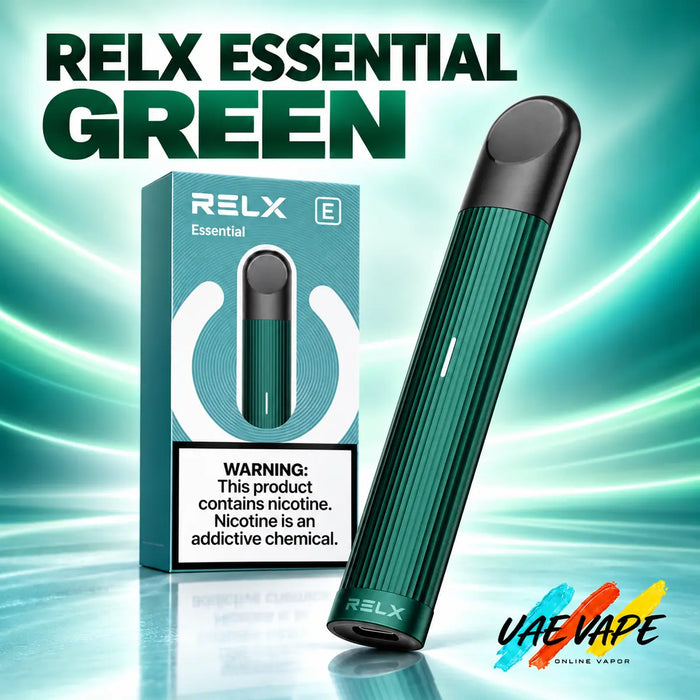 Relx Essential Green rechargeable pod vape device in Dubai UAE
