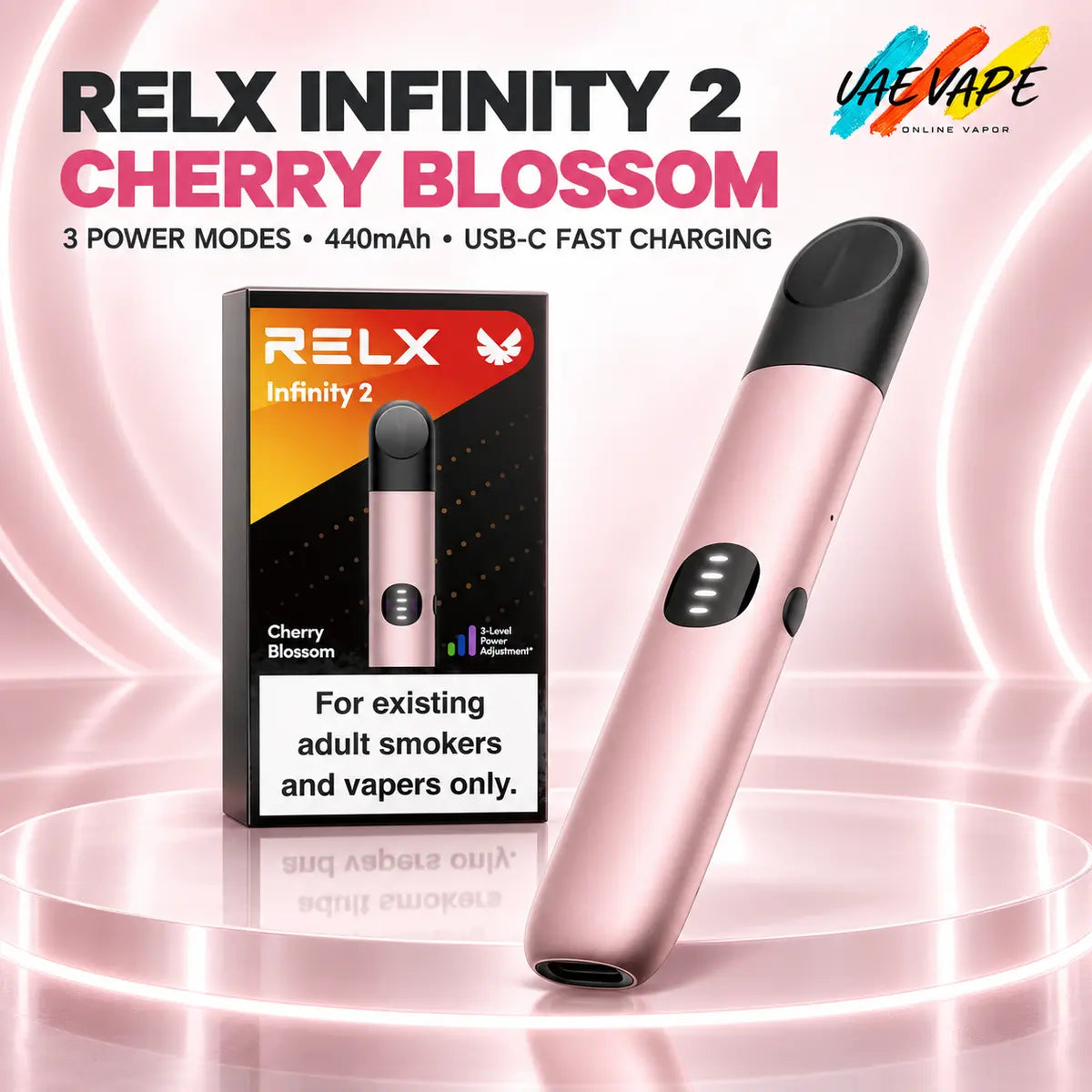 RELX Infinity 2 Cherry Blossom rechargeable vape device available in Dubai UAE