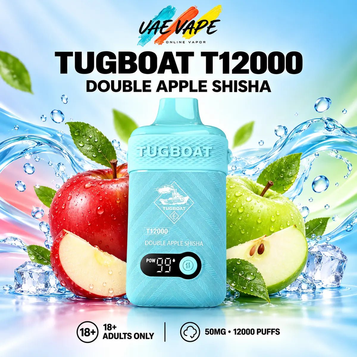 Tugboat T12000 Puffs Double Apple Shisha 50mg disposable vape in Dubai UAE