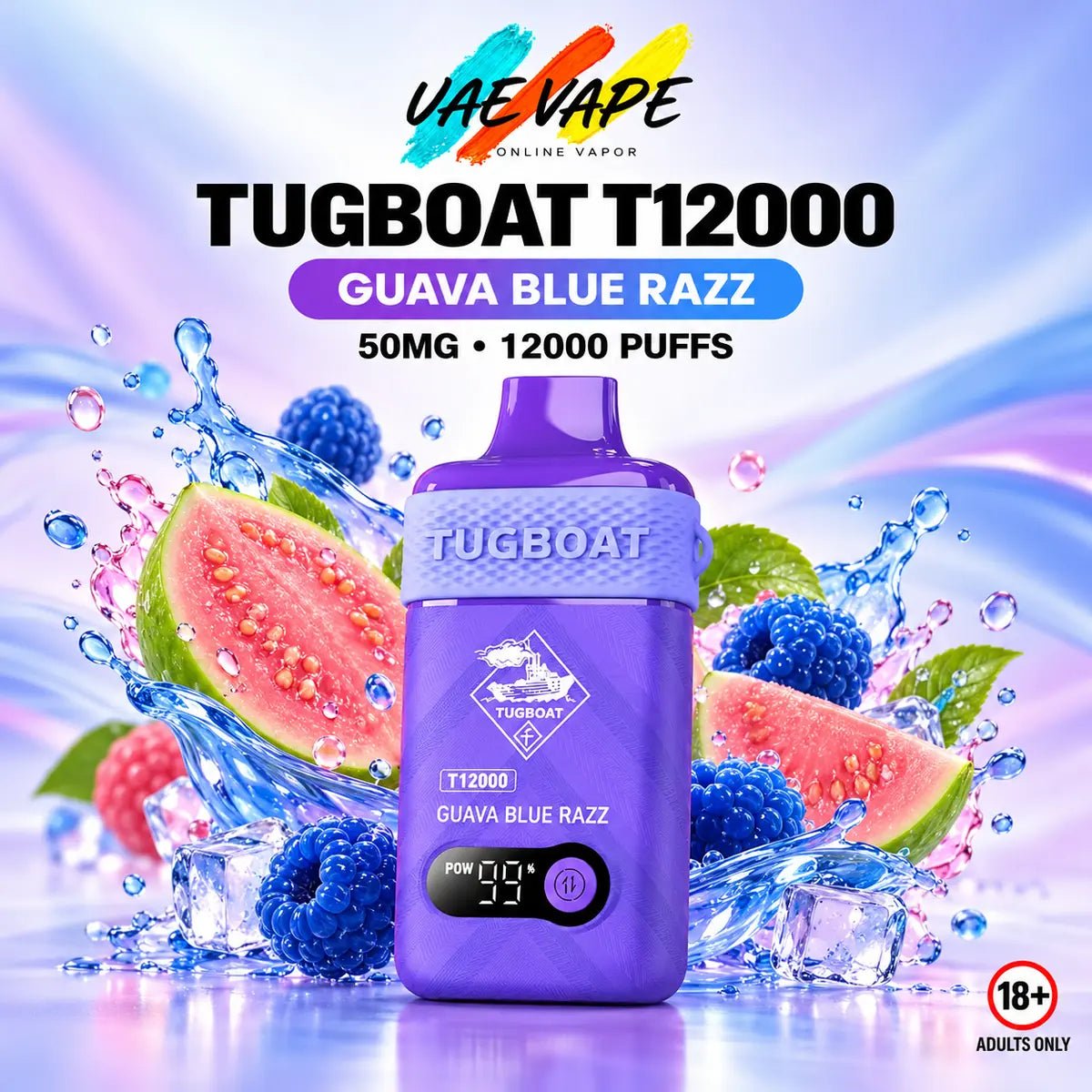 Tugboat T12000 Puffs Guava Blue Razz 50mg disposable vape in Dubai UAE