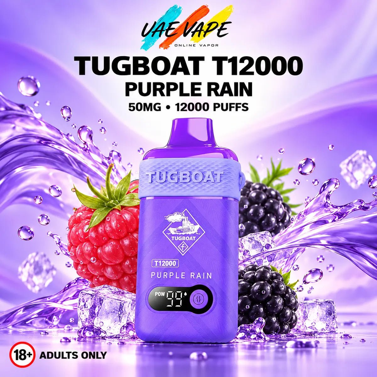 Tugboat T12000 Puffs Purple Rain 50mg disposable vape in Dubai UAE