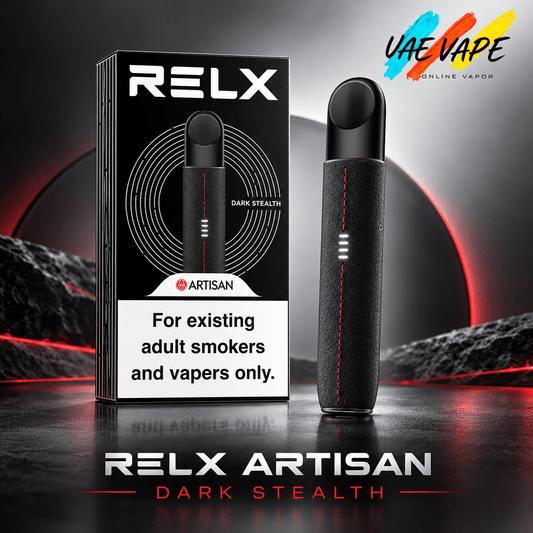 RELX Artisan Dark Stealth rechargeable pod device with original box available in Dubai UAE