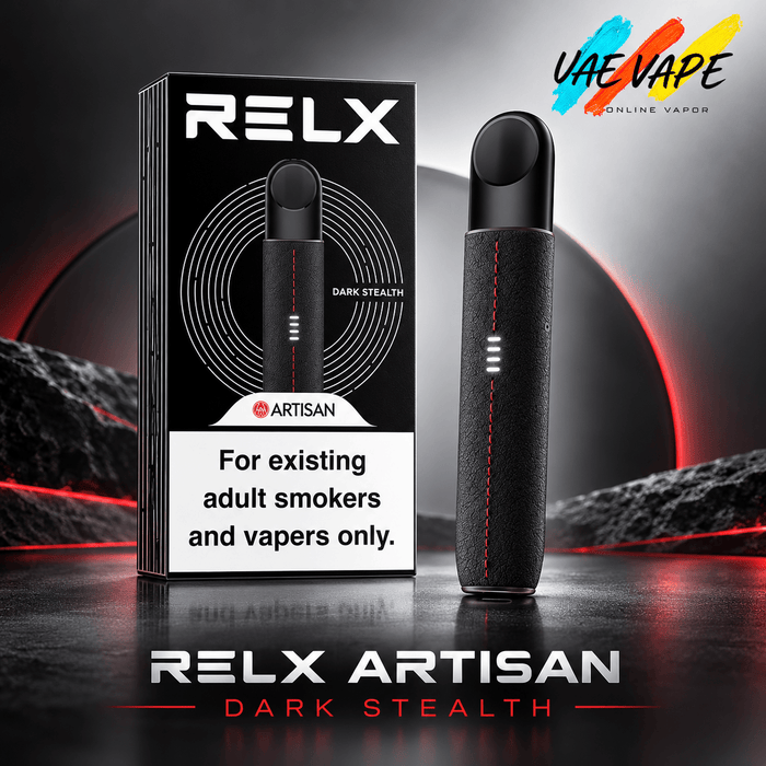 RELX Artisan Dark Stealth rechargeable pod device with original box available in Dubai UAE