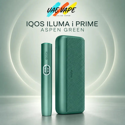 IQOS ILUMA i PRIME Aspen Green holder and pocket charger in Dubai UAE