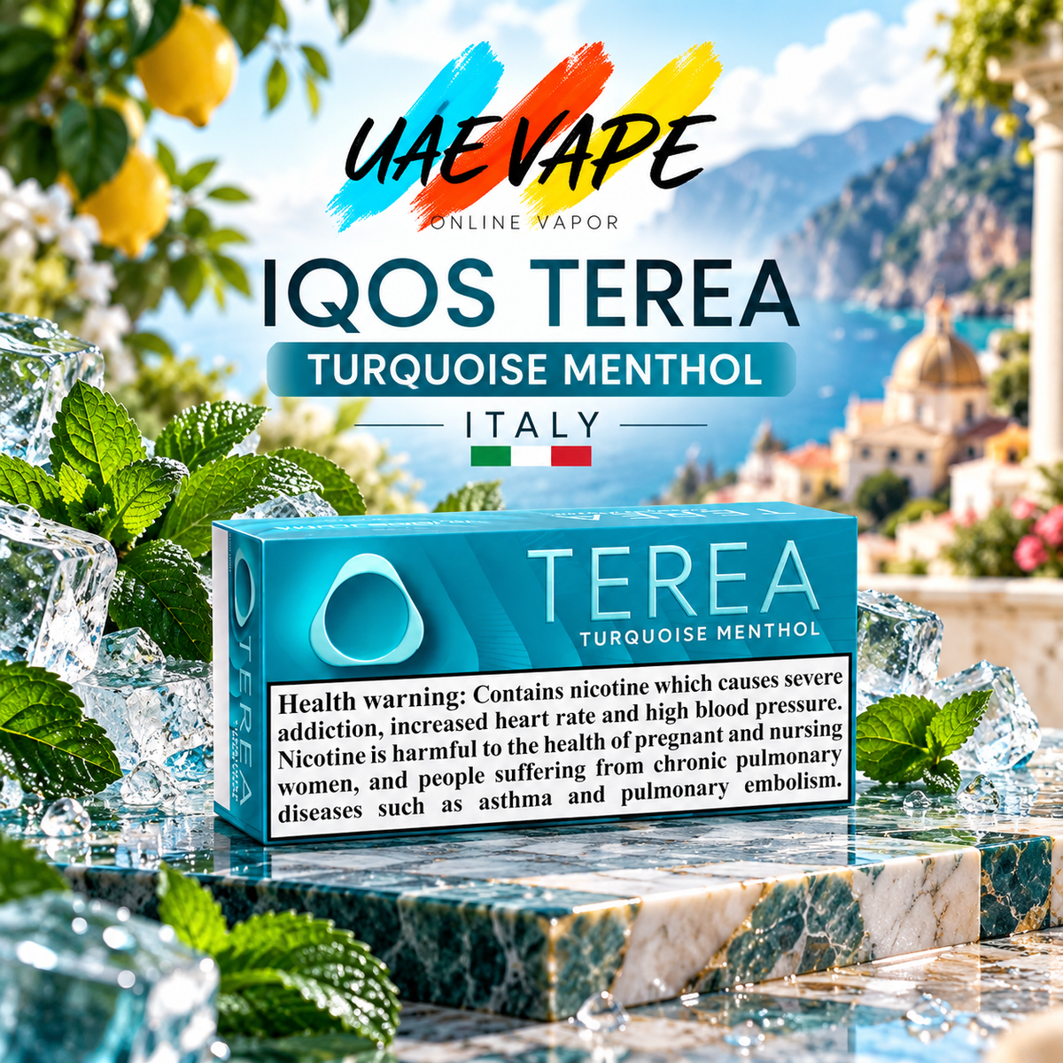 IQOS TEREA Turquoise Menthol Italy-edition tobacco carton
