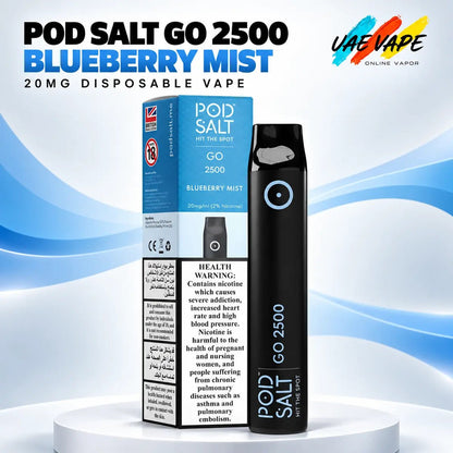 Pod Salt Go 2500 Blueberry Mist 20mg disposable vape with box in Dubai UAE