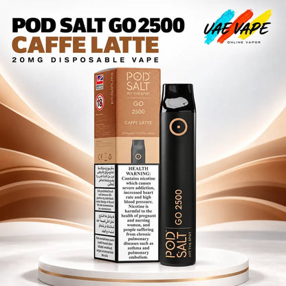 Pod Salt Go 2500 Caffe Latte 20mg disposable vape with box in Dubai UAE