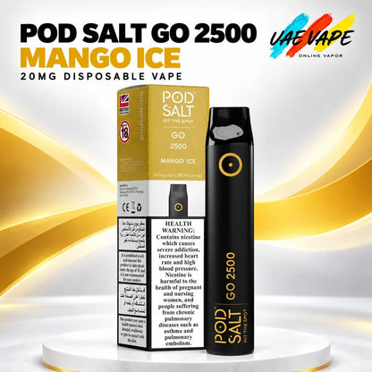 Pod Salt Go 2500 Mango Ice 20mg disposable vape with box in Dubai UAE