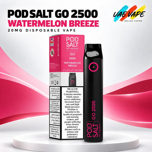 Pod Salt Go 2500 Watermelon Breeze 20mg disposable vape with box in Dubai UAE