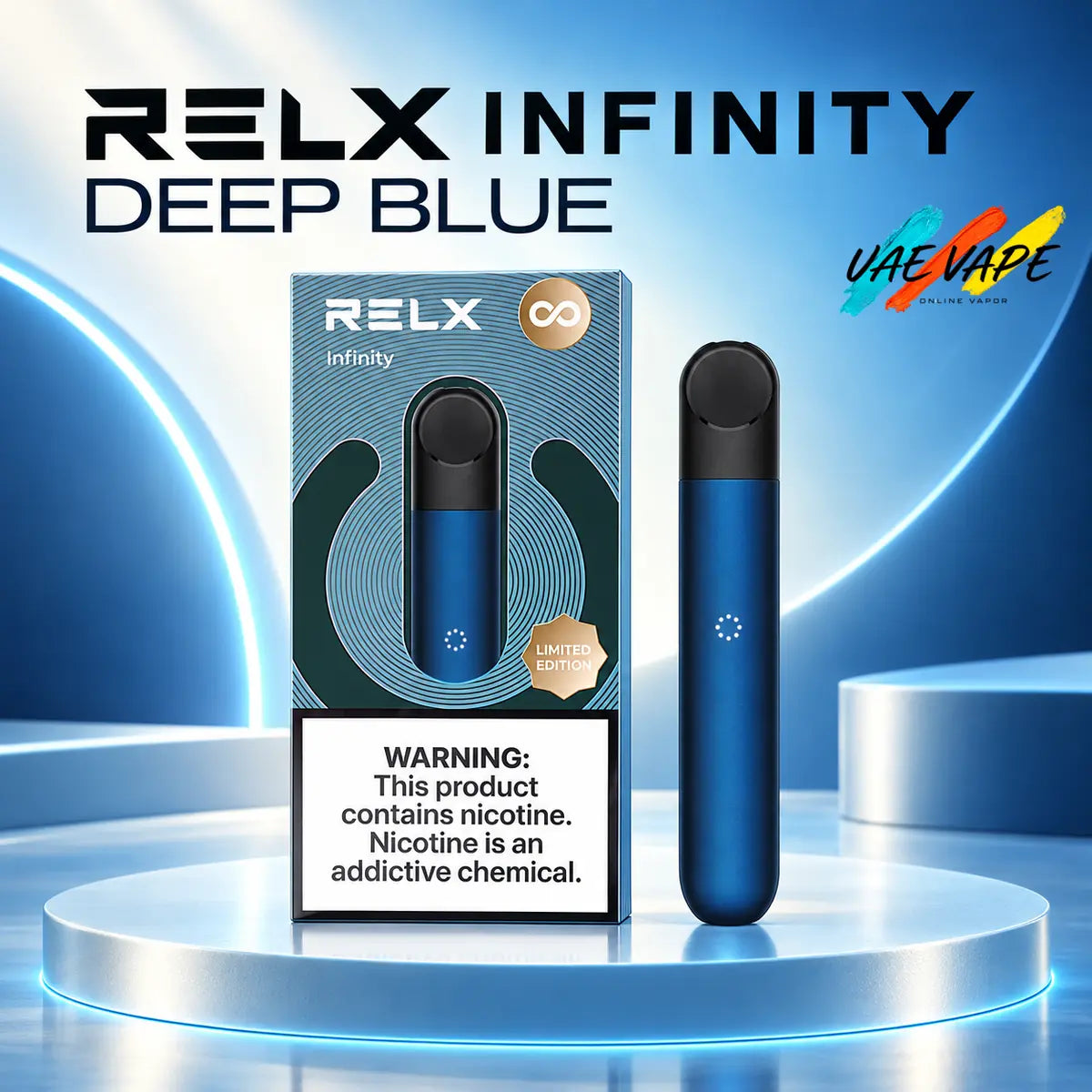 RELX Infinity Deep Blue rechargeable pod device available in Dubai UAE
