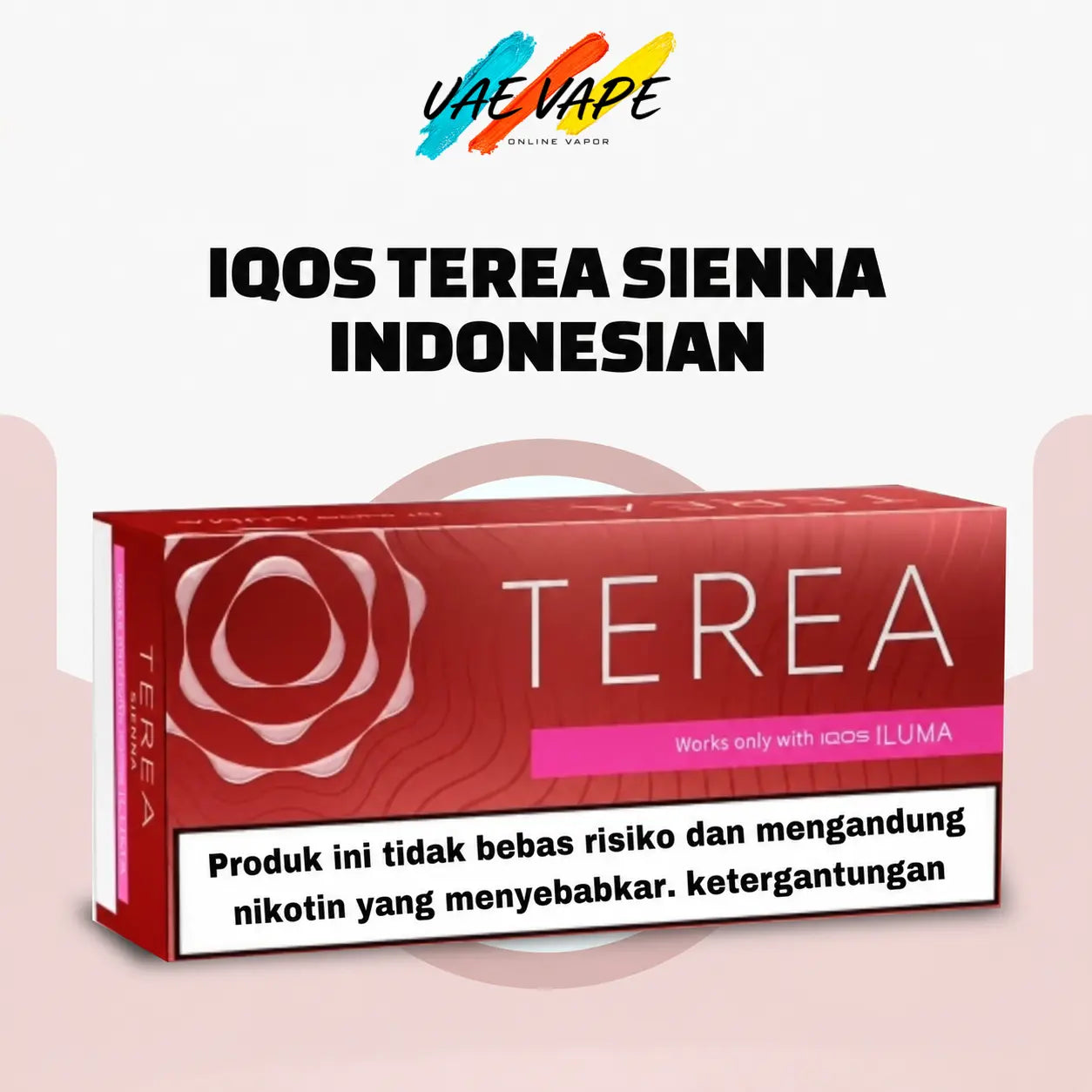 IQOS TEREA Sienna Indonesian full carton with toasted tobacco, woody and light-tea notes, available from UAE VAPE in Dubai and across the UAE
