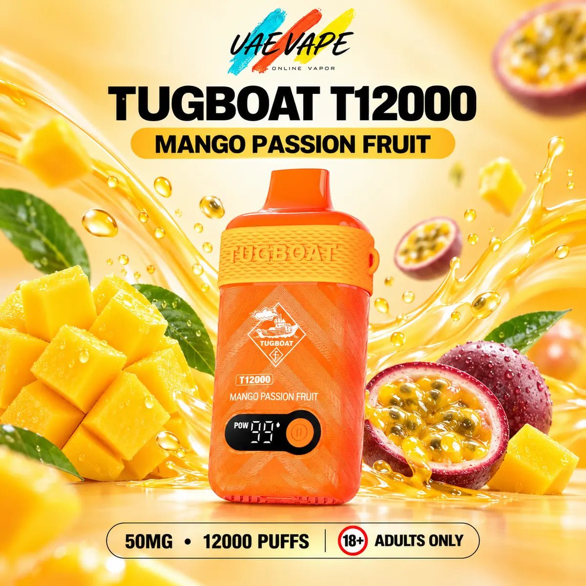 Tugboat T12000 Puffs Mango Passion Fruit 50mg disposable vape in Dubai UAE