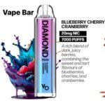 Vapes Bars Diamond 2% Nicotine 7000 Puffs Blueberry Cherry Cranberry