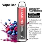 Vapes Bars Diamond 2% Nicotine 7000 Puffs Blueberry Raspberries