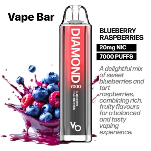 Vapes Bars Diamond 2% Nicotine 7000 Puffs Blueberry Raspberries
