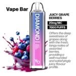 Vapes Bars Diamond 2% Nicotine 7000 Puffs Juicy Grape Berries