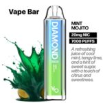 Vapes Bars Diamond 2% Nicotine 7000 Puffs Mint Mojito