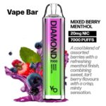 Vapes Bars Diamond 2% Nicotine 7000 Puffs Mixed Berry Menthol