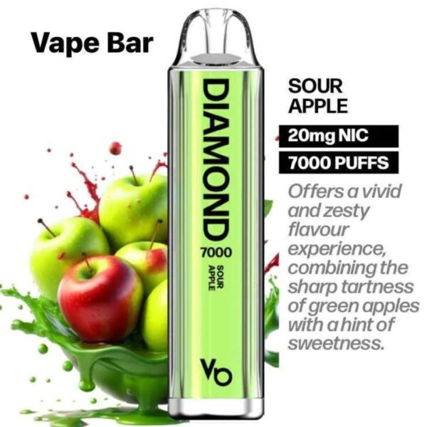Vapes Bars Diamond 2% Nicotine 7000 Puffs Sour Apple