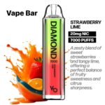 Vapes Bars Diamond 2% Nicotine 7000 Puffs Strawberry Lime
