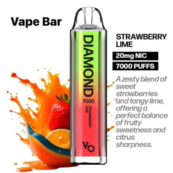 Vapes Bars Diamond 2% Nicotine 7000 Puffs Strawberry Lime
