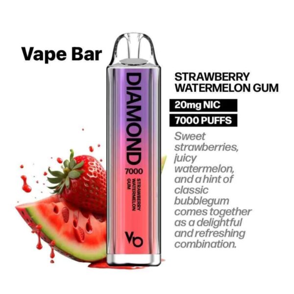 Vapes Bars Diamond 2% Nicotine 7000 Puffs Strawberry Watermelon Gum
