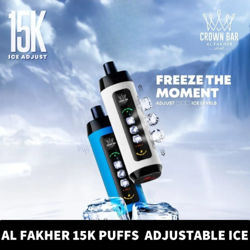 Crown Bar Al Fakher 15000 Puffs 0.5mg Adjustable Ice Vape Dubai 3 Crown Bar Al Fakher 15000 puffs disposable vape 0.5mg red adjustable cooling UAE